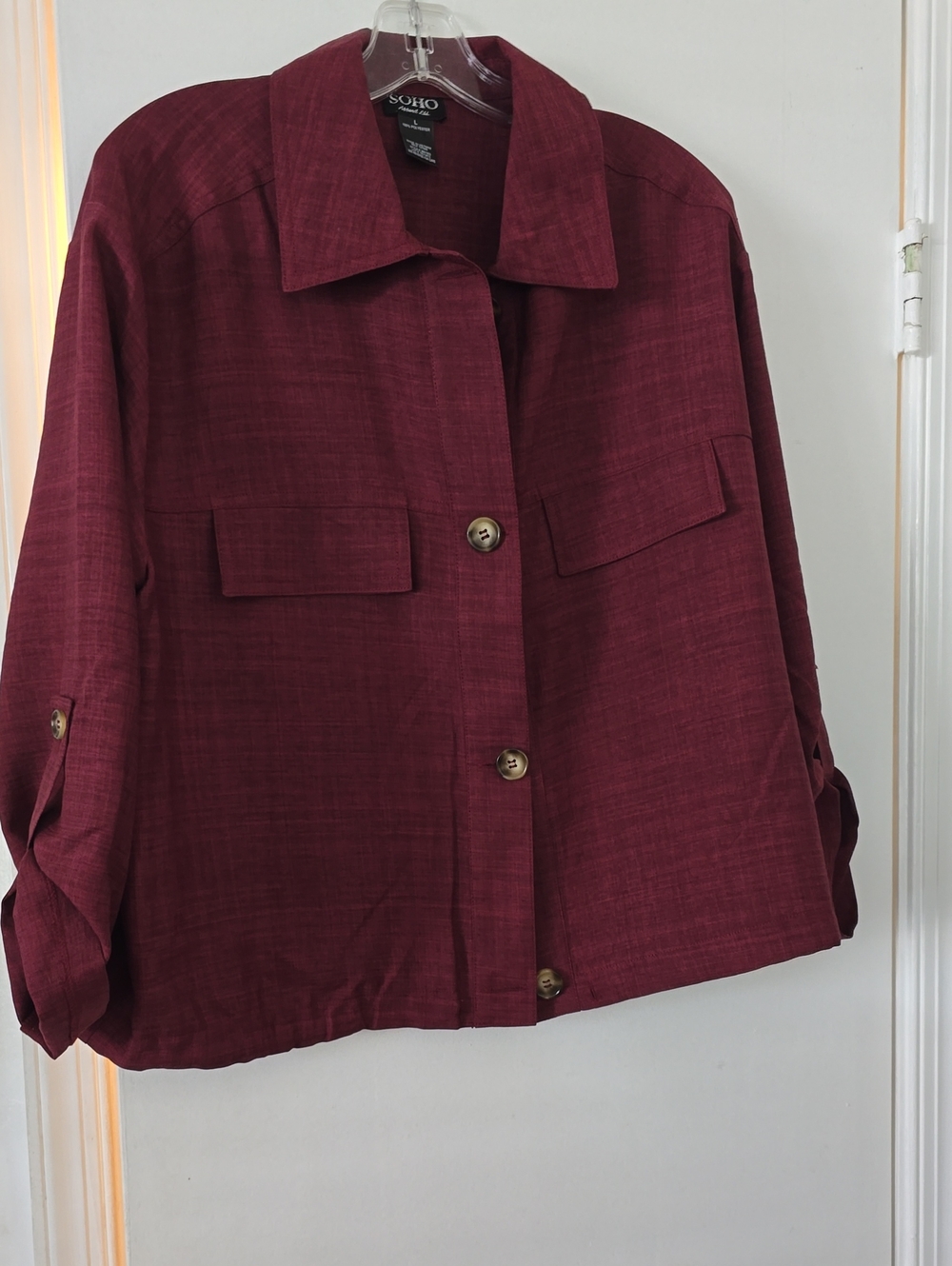 Soho Burgundy Button-Front Jacket